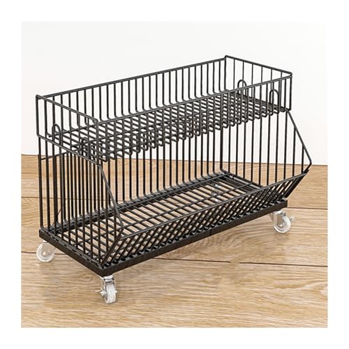YKMYXZ, Große Draht-Aufbewahrungskörbe mit 2/3/4/5 Ebenen, bewegliche Supermarktregale, Verkaufsständer(Black,18.11x17.72x19.69in) von YKMYXZ