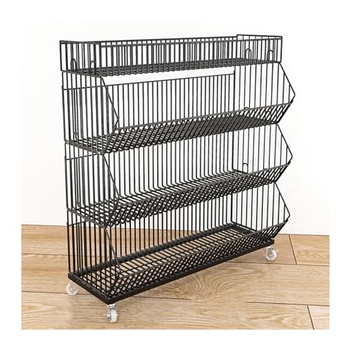 YKMYXZ, Große Draht-Aufbewahrungskörbe mit 2/3/4/5 Ebenen, bewegliche Supermarktregale, Verkaufsständer(Black,47.24x17.72x43.31in) von YKMYXZ