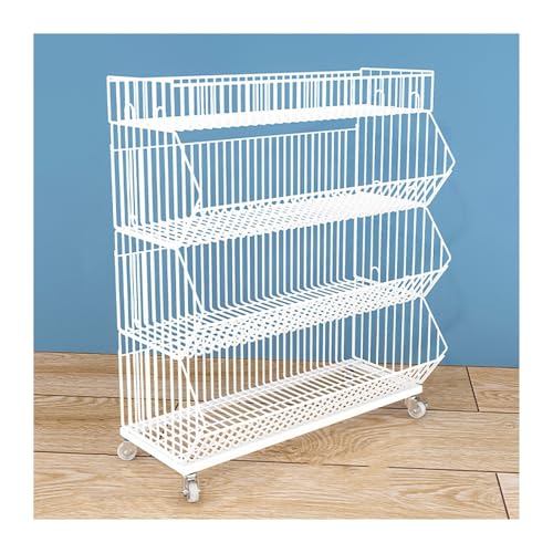 YKMYXZ, Große Draht-Aufbewahrungskörbe mit 2/3/4/5 Ebenen, bewegliche Supermarktregale, Verkaufsständer(White,23.62x17.72x43.31in) von YKMYXZ