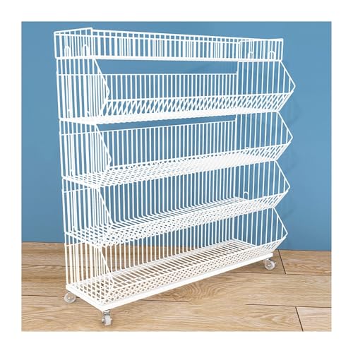 YKMYXZ, Große Draht-Aufbewahrungskörbe mit 2/3/4/5 Ebenen, bewegliche Supermarktregale, Verkaufsständer(White,35.43x17.72x55.12in) von YKMYXZ