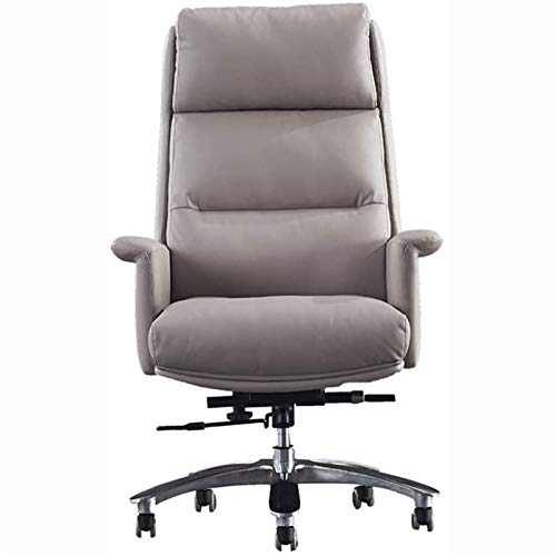 YKMYXZ， Home-Office-Schreibtischstühle, Computer-Gamichairs, ergonomischer Lederstuhl, einfacher Drehstuhl, Feste Beine aus Aluminiumlegierung, Feste Armlehnen/Grau(Grey) von YKMYXZ