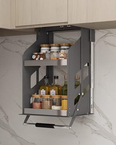 YKMYXZ, Pull Down Cabinet Organizer Hängehalterung, Hochleistungs-Küchenregal-Aufbewahrungskorb Drop Down(35cm/13.8in Width) von YKMYXZ