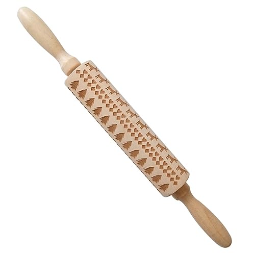 YKMYXZ， Rolling Wood Christmas Printing Rolling Pin Holzschnitzereien Prägung Elch Schneeflocke Weihnachtsbaum Schneemann Cookie(Skyblue) von YKMYXZ