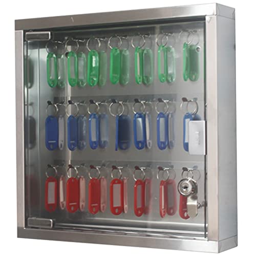 YKMYXZ, Schlüsselkasten-Organizer, kleiner Schlüsselschrank aus Edelstahl for die Wandmontage mit 24 Schlüsseln, transparenter und sichtbarer Schlüsselsicherheitskasten for das Büro(Silver with Label) YKMYXZ, Schlüsselkasten-Organizer, kleiner Schlüsselschrank aus Edelstahl for die Wandmontage mit 24 Schlüsseln, transparenter und sichtbarer Schlüsselsicherheitskasten for das Büro(Silver with Label) von YKMYXZ
