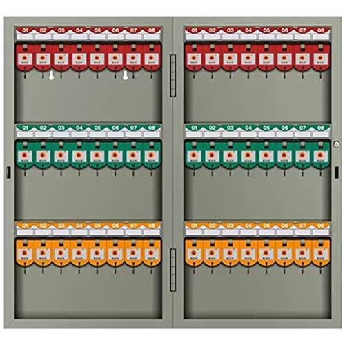 YKMYXZ， Schlüsselkasten for die Wand, optionaler Schlüsselschrank mit 24/32/48/72/96/120 Schlüsseln, Sicherheitsschlüsselkasten aus lackiertem Stahl for den Heimgebrauch mit farbigen Etiketten(48 keys von YKMYXZ