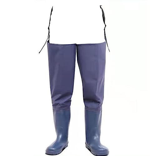 YKMYXZ， Wathosen for Angeln, Hüftwathosen, 80 cm hohe Hüftwasserstiefel, wasserdichte und verschleißfeste Watstiefel aus PVC(Blue,8) von YKMYXZ