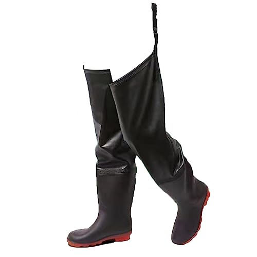 YKMYXZ， Wathosen for Angler, Hüftwathosen, Schwarze wasserdichte Watstiefel aus PVC mit Verstellbarer Schnalle(8) von YKMYXZ