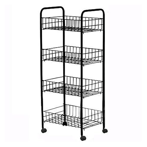 YKMYXZ, Wohnheimwagen, Obstaufbewahrungskorb, Snack-Süßigkeiten-Präsentationsständer, Boden-Mehrschicht-Organizer(Black) von YKMYXZ