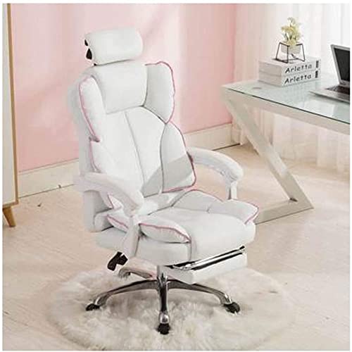 YKMYXZ， Zero Chair, Drehbarer Gaming-Stuhl, Racichair mit hoher Rückenlehne for Spielebüro, Stuhl for PC, verstellbare Lordosenstütze/Pink(White) von YKMYXZ
