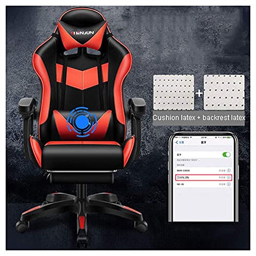 YKMYXZ， Zero Chair, Gamiraci-Computerstuhl aus Leder mit hoher Rückenlehne, Verstellbarer Bürostuhl mit Kopfstütze und Lendenwirbelstütze/Schwarz(Black and Red) von YKMYXZ