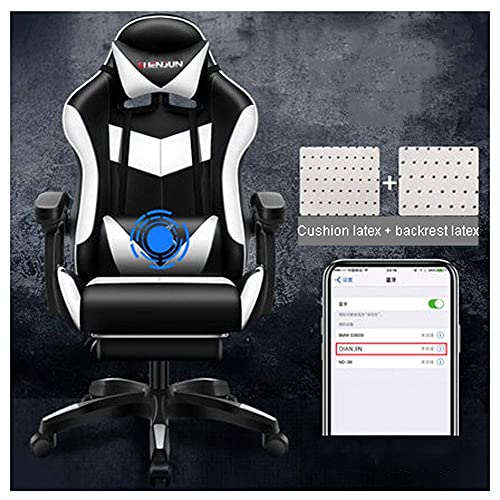 YKMYXZ， Zero Chair, Gamiraci-Computerstuhl aus Leder mit hoher Rückenlehne, Verstellbarer Bürostuhl mit Kopfstütze und Lendenwirbelstütze/Schwarz(Black and White) von YKMYXZ