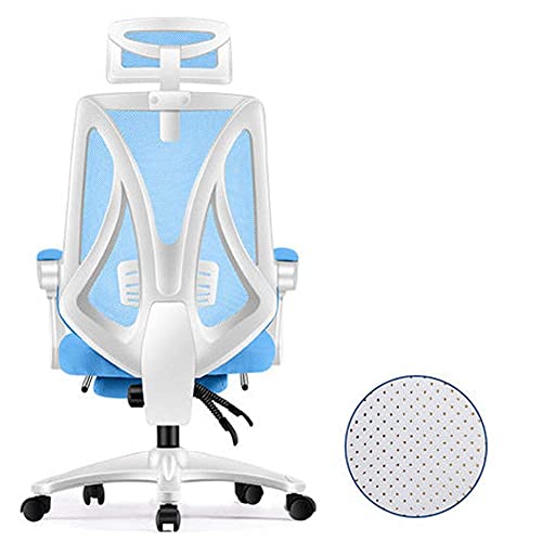 YKMYXZ， Zero Swivel Gamiracichair mit hoher Rückenlehne for Spiele, Bürostuhl for PC, verstellbare Lordosenstütze/weißer Rahmen, blaues Netz(White Frame Blue Net) von YKMYXZ