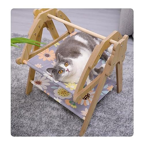 YKMYXZ Katzenregale， Hundebett/Katzenschaukel/Hängematte, Haustierhängematte mit Baumwoll- und Leinenmatte, geeignet for kleine Hunde Katzen im Innen- Außenbereich(B) von YKMYXZ