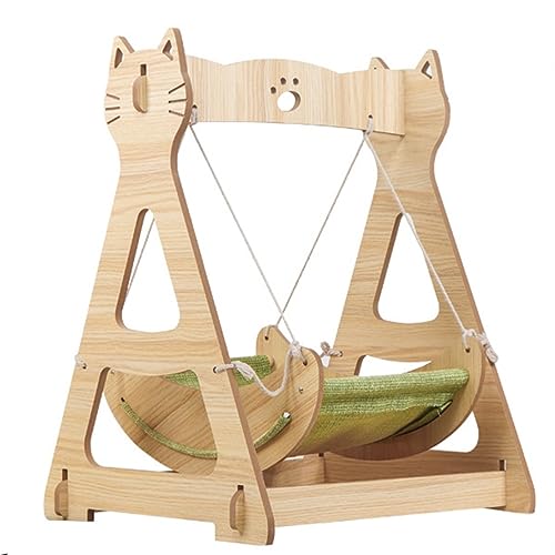 YKMYXZ Katzenregale， Katzenhängematte in Cartoon-Form, ausgefallener Schaukelstuhl aus Massivholz, 2-in-1-Stuhl und Hängematten, Katzenmöbel-Geschenk for Katzenhunde von YKMYXZ