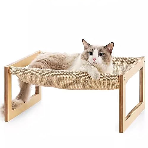 YKMYXZ Katzenregale， Katzenhängemattenbett, Katzenmöbel for Hauskatzen, erhöhtes Haustierbett aus Holz for Katzen und kleine Hunde, Katzenbettmöbel, Katzenregal von YKMYXZ