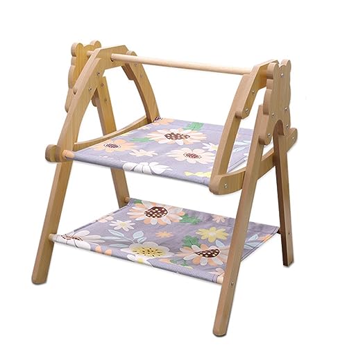 YKMYXZ Katzenregale， Katzenschaukel aus Holz – Doppellagiges Haustierbett, for kleine bis mittelgroße Katzen oder Hunde | Einfach zusammenzubauen | Katzenspielzeug(4) von YKMYXZ