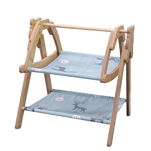 YKMYXZ Katzenregale， Katzenschaukel aus Holz – Doppellagiges Haustierbett, for kleine bis mittelgroße Katzen oder Hunde | Einfach zusammenzubauen | Katzenspielzeug(B) von YKMYXZ