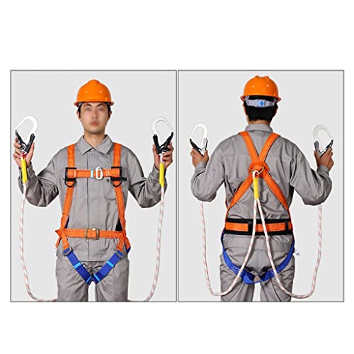 YKMYXZ Klettern Sling， Ganzkörper-Sicherheitsgurt-Sets, Absturzsicherungsgurt, Klettergurt mit Haken und Kletterseil(Double Hook,2M) von YKMYXZ