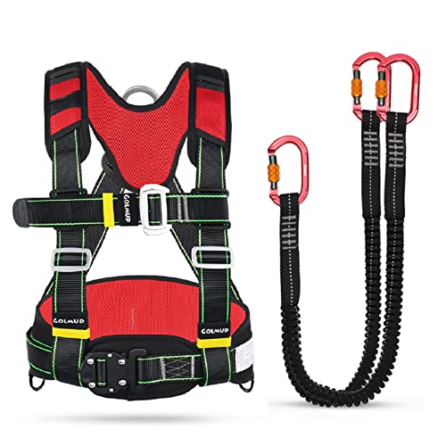 YKMYXZ Klettern Sling， Sicherheitsgurt for Arbeiten in der Höhe, Sicherheitsseil, Absturzsicherung, Halbkörper-Klettergurt, Dach/Rot D(Red,D) von YKMYXZ