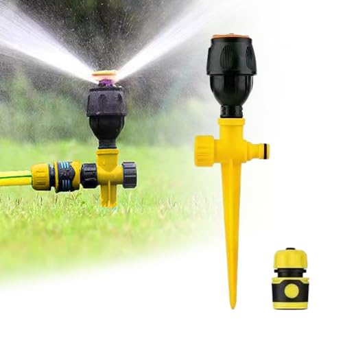 YKMYXZ Schlauchsprinkler， 2025 Neuer, um 360 ° drehbarer, Einstellbarer Sprinkler, automatischer Gartenwassersprinkler auf Spike-Basis, 360-Grad-Großflächenabdeckung(1PCS) von YKMYXZ