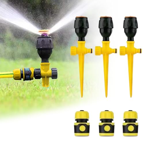 YKMYXZ Schlauchsprinkler， 2025 Neuer, um 360 ° drehbarer, Einstellbarer Sprinkler, automatischer Gartenwassersprinkler auf Spike-Basis, 360-Grad-Großflächenabdeckung(3PCS) von YKMYXZ