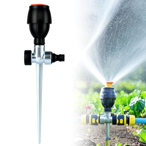 YKMYXZ Schlauchsprinkler， 2025 Upgrade 360 ​​° drehbarer, Einstellbarer Sprinkler, automatischer Gartenwassersprinkler auf Spike-Basis, 360-Grad-Abdeckung for große Flächen(1PCS) von YKMYXZ