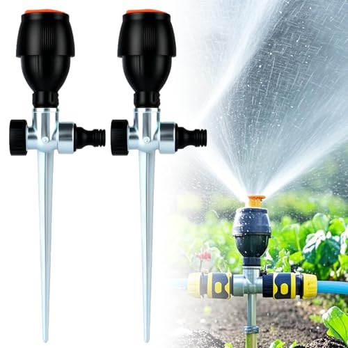 YKMYXZ Schlauchsprinkler， 2025 Upgrade 360 ​​° drehbarer, Einstellbarer Sprinkler, automatischer Gartenwassersprinkler auf Spike-Basis, 360-Grad-Abdeckung for große Flächen(2PCS) von YKMYXZ