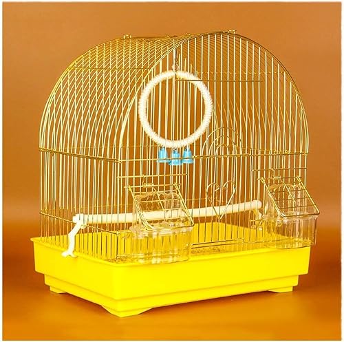 YKMYXZ Vogelkäfige Hängende Sittich-Vogelhaus Vogelträger aus Metall Kleiner dekorativer Vogelkäfig for drinnen und draußen Leicht zu tragen(Yellow Set Two) von YKMYXZ