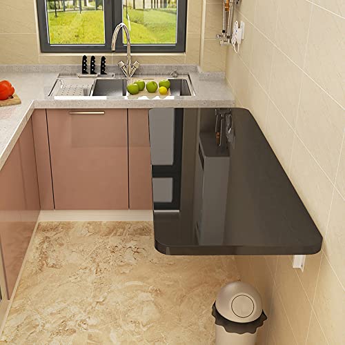 YKMYXZ wandmontierter Tisch， Esszimmer-, Waschküche- oder Schreibtisch mit 70 kg Tragkraft. Schwebender Wandschreibtisch for kleine Räume(Black,70x30cm/28x12in) von YKMYXZ