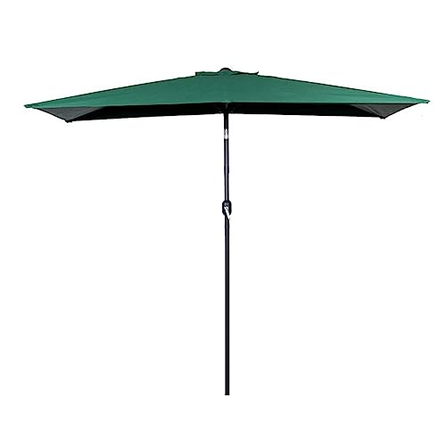 250×130cm Halbrechteckiger Terrassenschirm für Draußen, mit Kurbel und 5 Rippen, Marktschirm für Café, Wand, Balkon, Fenster (Color : Green) von YKNAG Direct Store