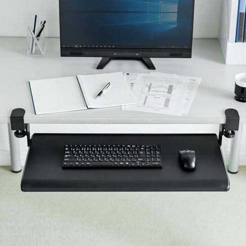 Keyboard Tray Under Desk, Slide-Out Platform Computer Drawer for Typing, Computer Keyboard & Mouse Tray for Home Office, Black(Size:65x25cm(25.5x10inch)) von YKNAG Direct Store