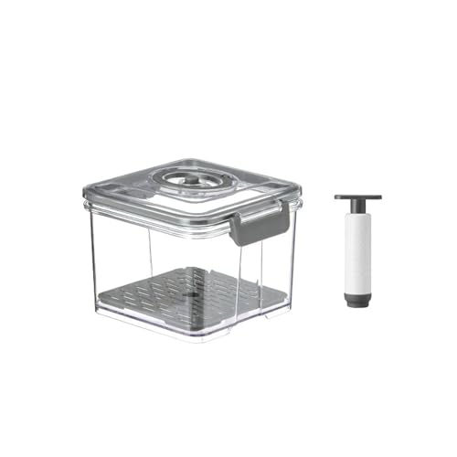Vakuum-Lebensmittelbehälter, Transparenter Kühlschrank-Organizer Mit Abflussnetz, Lebensmittelspender Mit Großer Kapazität For Die Aufbewahrungsbox In Der Küche(A-1.5L with Pump) von YKRWMJAQC