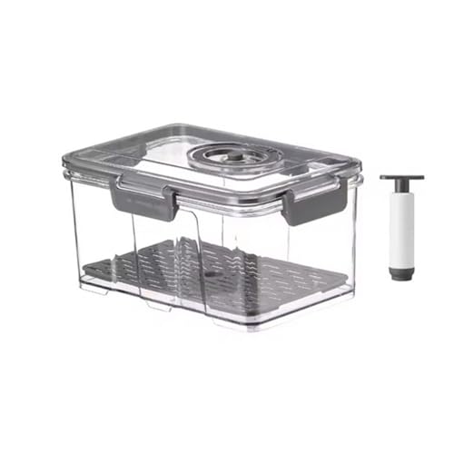 Vakuum-Lebensmittelbehälter, Transparenter Kühlschrank-Organizer Mit Abflussnetz, Lebensmittelspender Mit Großer Kapazität For Die Aufbewahrungsbox In Der Küche(A-7.5L with Pump) von YKRWMJAQC