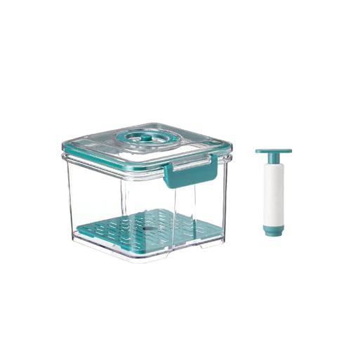 Vakuum-Lebensmittelbehälter, Transparenter Kühlschrank-Organizer Mit Abflussnetz, Lebensmittelspender Mit Großer Kapazität For Die Aufbewahrungsbox In Der Küche(B-1.5L with Pump) von YKRWMJAQC