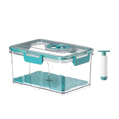 Vakuum-Lebensmittelbehälter, Transparenter Kühlschrank-Organizer Mit Abflussnetz, Lebensmittelspender Mit Großer Kapazität For Die Aufbewahrungsbox In Der Küche(B-7.5L with Pump) von YKRWMJAQC
