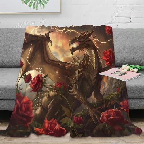 3D Drucken Blanket Drache Fleecedecke Microfaser Bequem Und Atmungsaktiv Superweiche Decke Weich Und Warme Für Teens Erwachsene 80x90inch(200x230cm) von YKSDLFDUI
