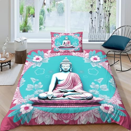 YKSDLFDUI Buddha Bettbezug Set Bettwäsche Kinderbettwäsche Reißverschluss Mit Kissenbezügen Betten Set Für Jungen Und Mädchen, Kinder Single（1Tier5x200cm） von YKSDLFDUI