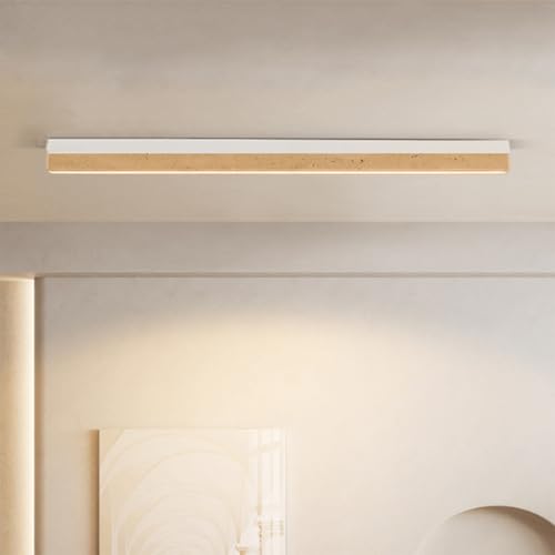 YKSJDFH 34 Zoll Lineare Travertin Stein Deckenleuchte Wabi-Sabi Stil Dimmbare LED 22W Deckenleuchte Naturstein Lange Deckenlampen Für Küche Insel Wohnzimmer Esszimmer von YKSJDFH