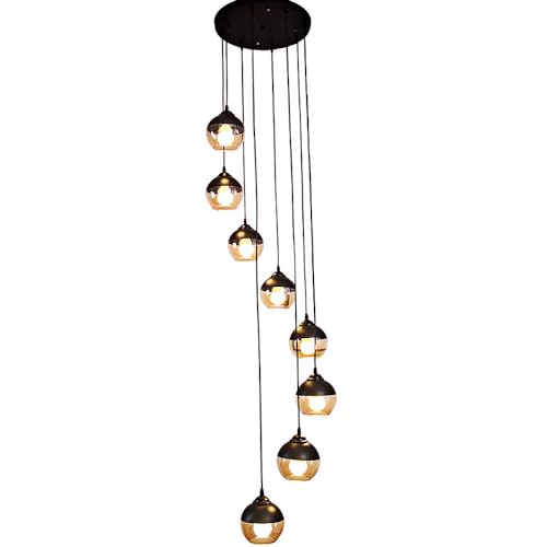 YKSJDFH Moderne Pendelleuchte, Glaskugel, Deckenleuchte, Treppenleuchter, Lange Kronleuchter, Küche, Loft, Flur, Restaurant, Hotel, drehbare Treppenleuchte, Treppenhaus-Droplight YKSJDFH Moderne Pendelleuchte, Glaskugel, Deckenleuchte, Treppenleuchter, Lange Kronleuchter, Küche, Loft, Flur, Restaurant, Hotel, drehbare Treppenleuchte, Treppenhaus-Droplight von YKSJDFH