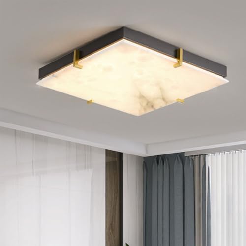 YKSJDFH Nordic Schlafzimmer LED Deckenleuchte Kreative quadratische Marmor Deckenleuchte Vollkupfer Deckenleuchten für Hotel Wohnzimmer Bar Kücheninsel von YKSJDFH