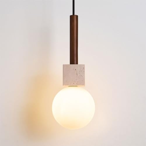 YKSJDFH Vintage-Einzelkopf-Pendelleuchten, gelber Travertin-Kronleuchter mit Glasschirm, Schlafzimmer-Nachttisch-Hängelampen, verstellbare Hängelampe im Wabi-Sabi-Stil, für Bar, Insel, Tisch YKSJDFH Vintage-Einzelkopf-Pendelleuchten, gelber Travertin-Kronleuchter mit Glasschirm, Schlafzimmer-Nachttisch-Hängelampen, verstellbare Hängelampe im Wabi-Sabi-Stil, für Bar, Insel, Tisch von YKSJDFH