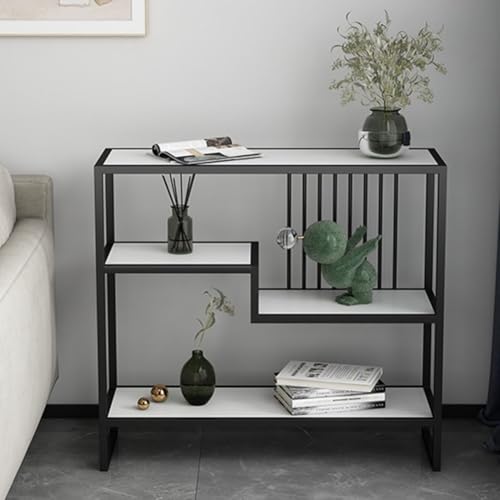 YKWLKJ 80/100/120cm Konsolentisch, Flurtisch mit 3 Ablagen, Ausstellungstisch für Kleinen Raum, Eingang, Flur(Schwarz,120cm) von YKWLKJ