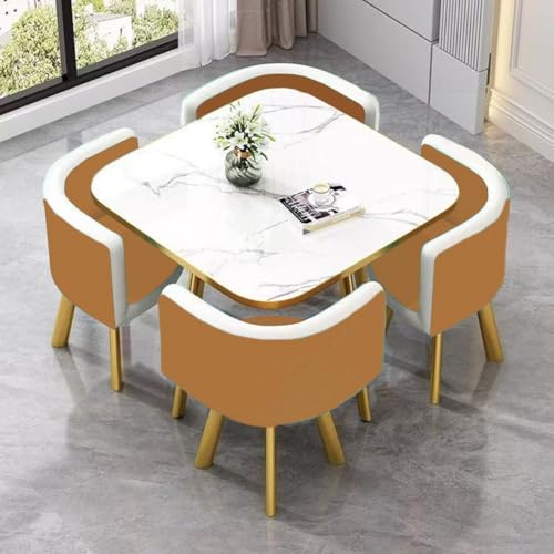 YKWLKJ 80 * 80cm Konferenztisch Esstisch mit 4 Stühlen, Quadratisch Rezeption Küchentisch Tischplatte aus MDF(DF39) von YKWLKJ