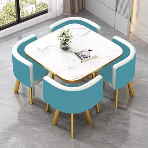 YKWLKJ 80 * 80cm Moderne Esstisch Küche Set, Esszimmerstuhl Küchentisch Konferenztisch mit 4 Stühlen Set für Wohnzimmer(DF-34) von YKWLKJ