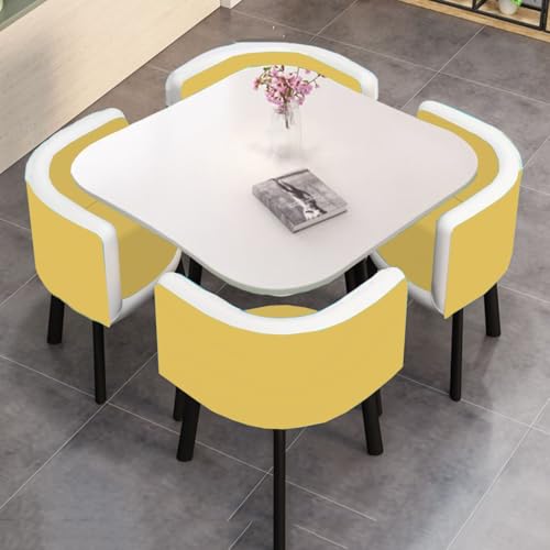 YKWLKJ 80 * 80cm Moderne Esstisch Küche Set, Esszimmerstuhl Küchentisch Konferenztisch mit 4 Stühlen Set für Wohnzimmer(DF29) von YKWLKJ