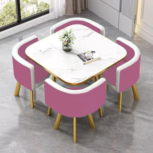 YKWLKJ 80 * 80cm Quadratisch Esstisch mit 4 Stühlen, 5-teilig Konferenztisch Rezeption mit Tischplatte aus MDF(DF22) von YKWLKJ