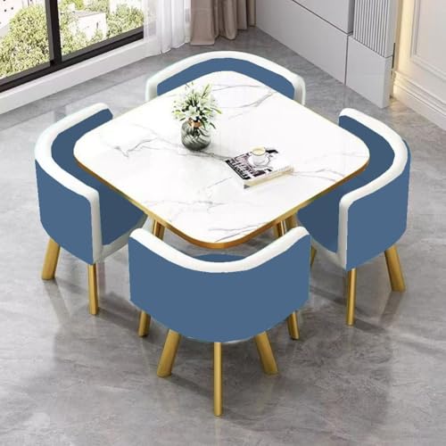 YKWLKJ 80 * 80cm Quadratisch Esstisch mit 4 Stühlen, 5-teilig Konferenztisch Rezeption mit Tischplatte aus MDF(DF31) von YKWLKJ