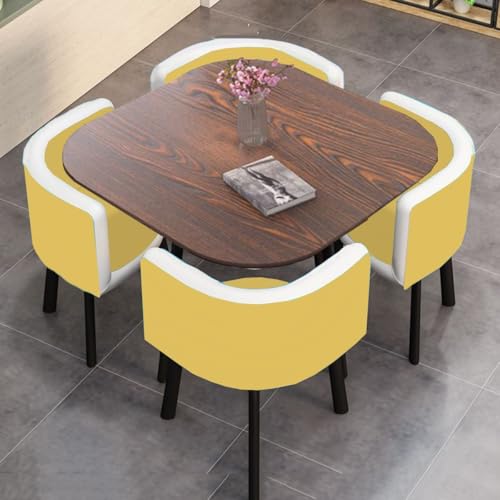 YKWLKJ 80 x 80 cm Konferenztisch Esstisch und 4 Stühle, Küchentisch mit Cipri-Oberfläche, rutschfeste Pads(DF29) von YKWLKJ