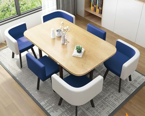 YKWLKJ 90 * 150cm Esstisch Küchentisch 6 Personen mit stühlen, Rechteckig Reception Kombination mit Metallrahmen(Blue 2) von YKWLKJ