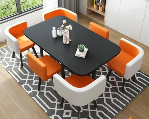 YKWLKJ 90 * 150cm Esstisch Küchentisch 6 Personen mit stühlen, Rechteckig Reception Kombination mit Metallrahmen(Orange 2) von YKWLKJ
